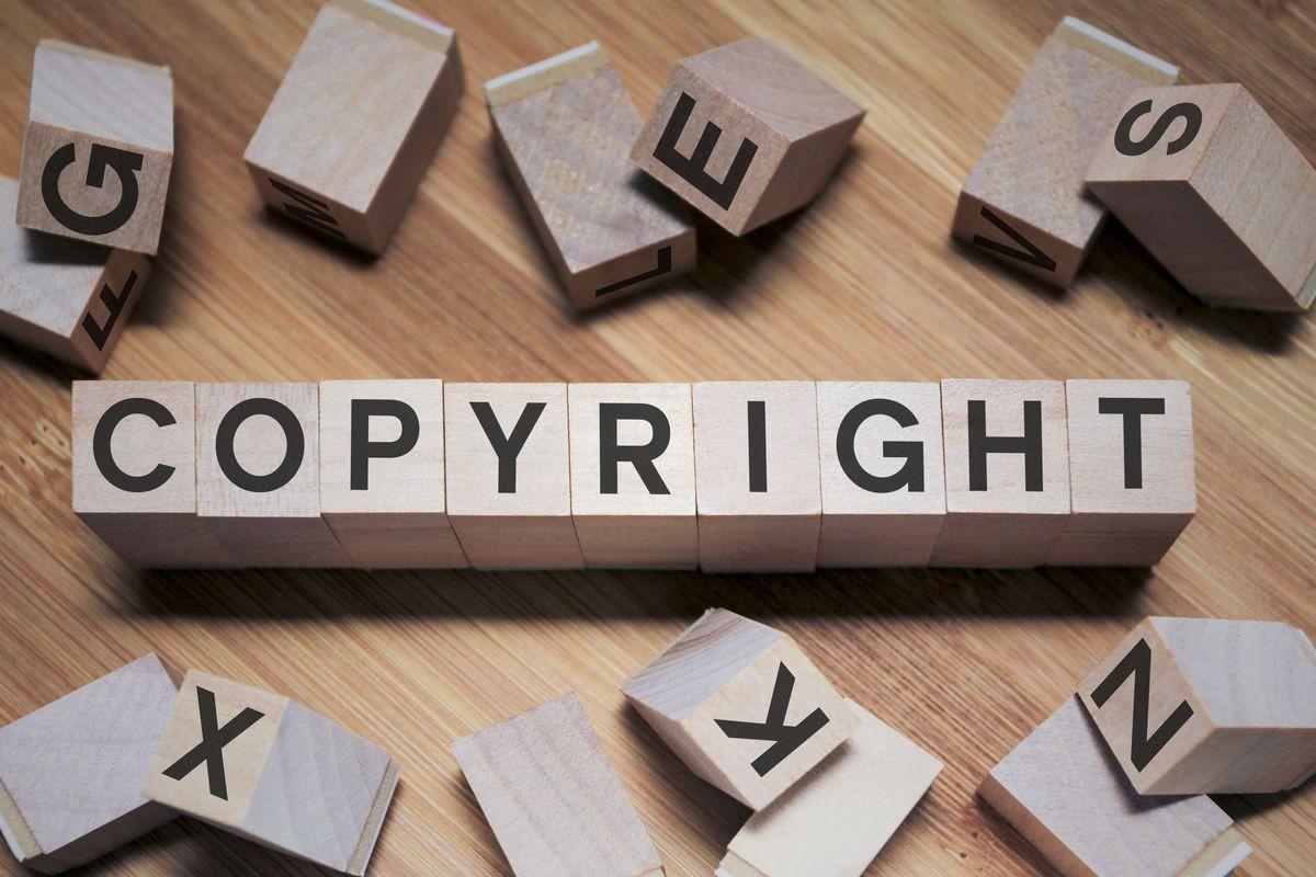 Copyright Word Written In Wooden Cube